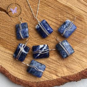 Sodalite Silver Wire Wrap Pendant